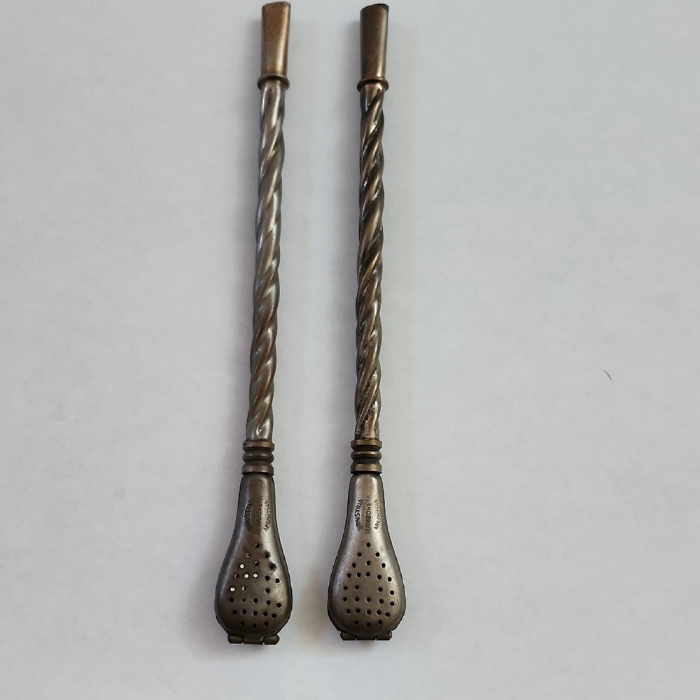 🥳 Vintage Two Piece Argentina  Alpaca Tea Strainers Metal Infuser Collection,